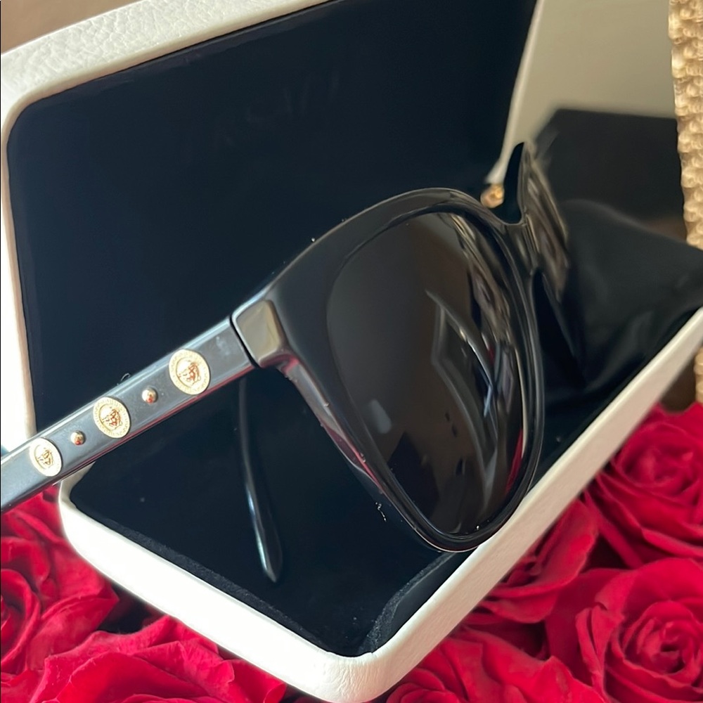 Versace Black Sunglasses with Gold Details